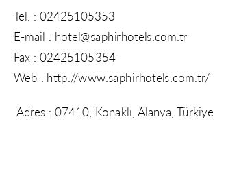 Saphir Hotel & Villas iletiim bilgileri